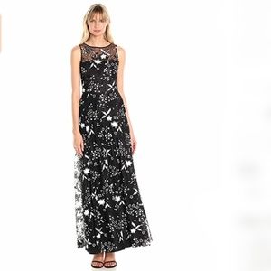 Tahari Women's Illusion Gown/Prom, Black and White